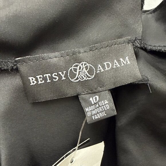 Betsy & Adam Size 10 Black Pavé-Bead Rhinestone Satin Halter Ball Gown Dress NWT - Picture 11 of 14